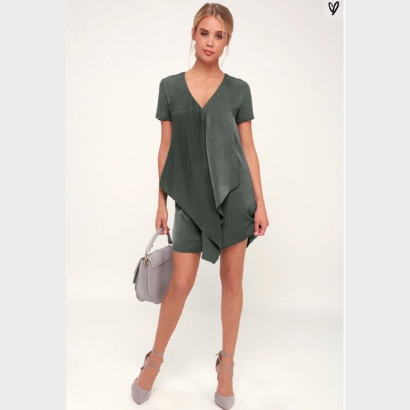 Dear Friend Satin Drape Front Shift Dress - Picture 3 of 8